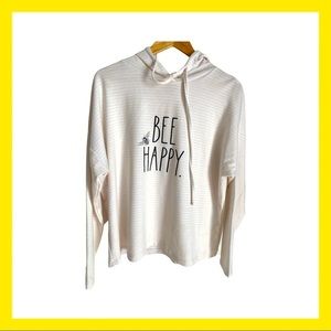 Bee Happy hoodie.   Never worn.  Light yellow and white stripes.